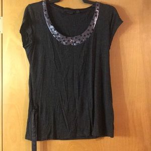 Gray Size L New York & Company Top with Belt